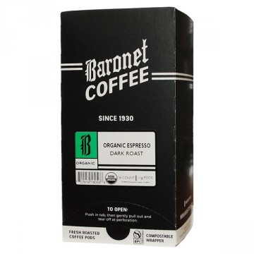 Baronet Compostable Organic Espresso Pods - 16 ct