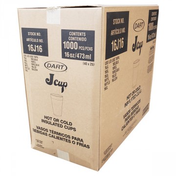 Dart 16oz Foam Cups (16J16) 1000ct case