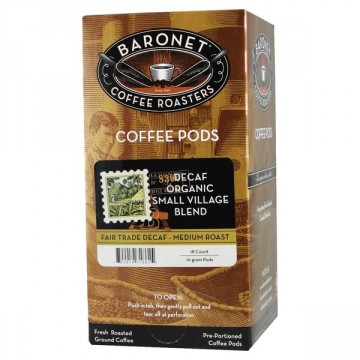 Baronet Decaf Organic Sm Village Pods - 18ct