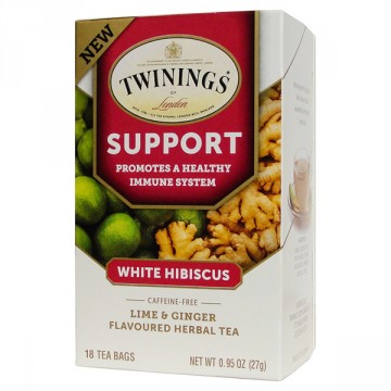 Twinings Support - White Hibiscus, Lime, Ginger Tea 18ct